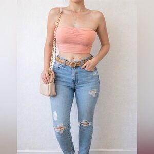 Coral Strapless Bandeau Tube Top – Size M